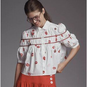 The Leandra Shirred Yoke Blouse by Maeve Lips Print XL